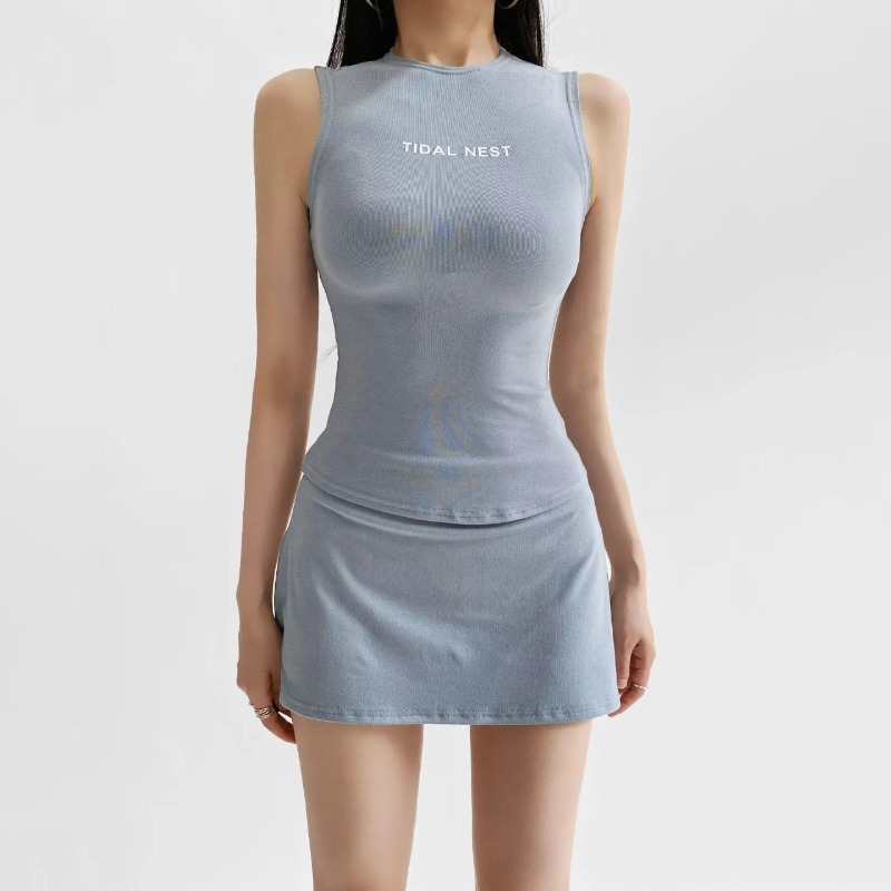 New Letter Printed Round Neck  - Summer Short Set review and price
